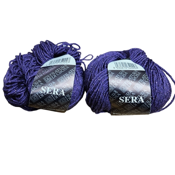 Filatura Di Crosa Wool Blend Dark Purple Metallic DK Weight Yarn, Lot of 2 - Picture 1 of 4